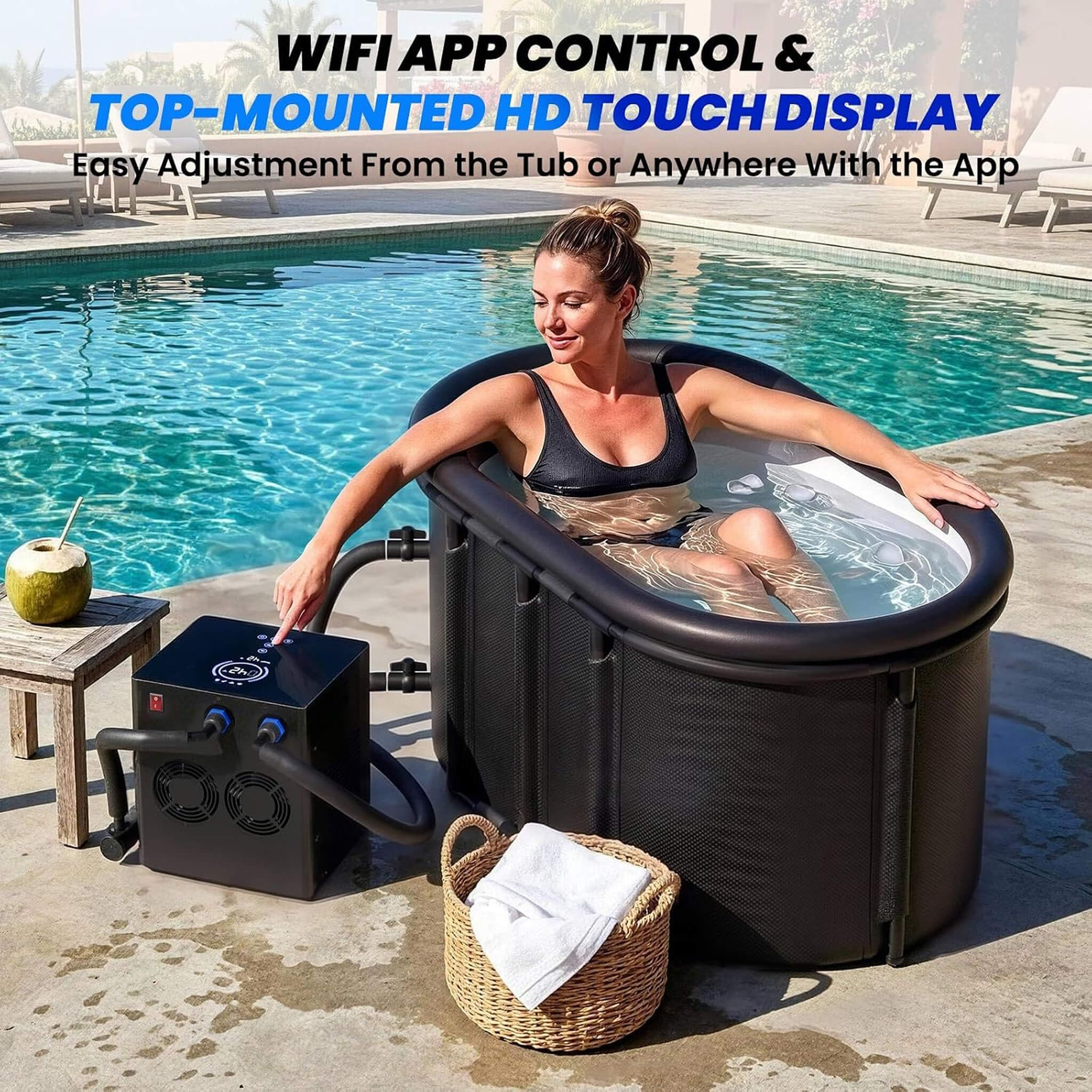 FCP Premium 2XL 148-Gallon Cold Plunge Tub Kit | 1/3 HP Chiller, Filter & Pump