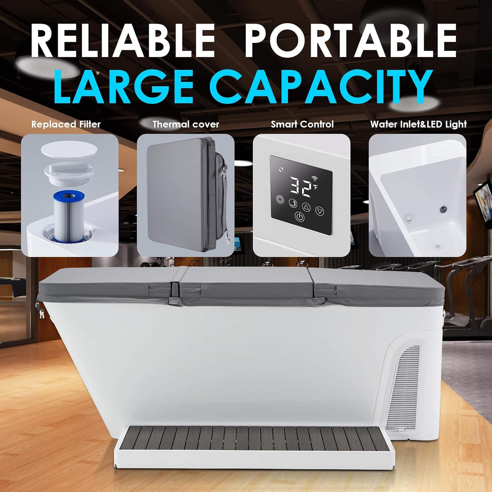 CSC Smart Freestanding Cold Plunge Tub | Built-In Chiller & App Control | Full-Body Immersion