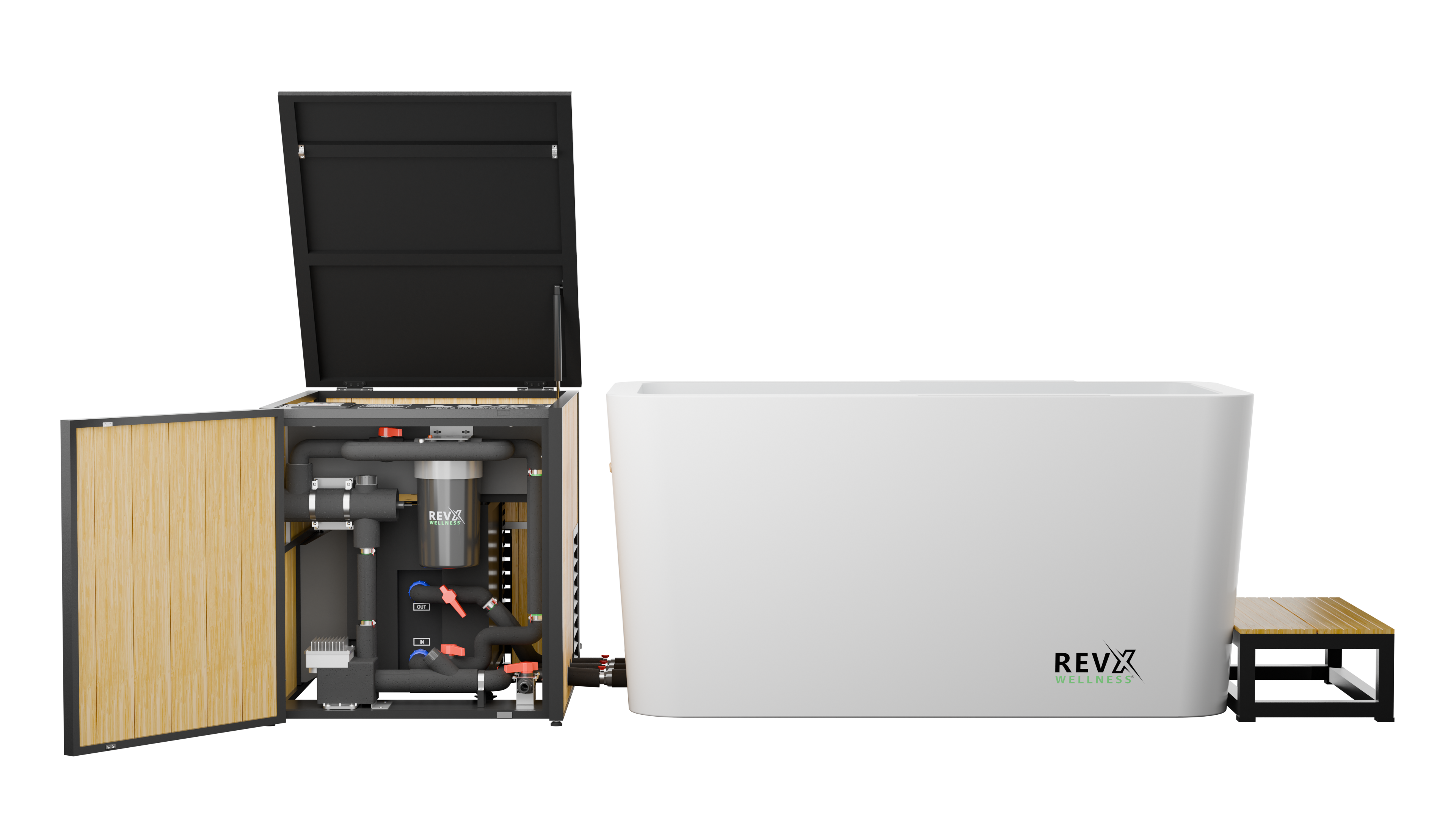 RevX Luxury Cold Plunge with Acrylic X Tub & LUX High-Performance Chiller