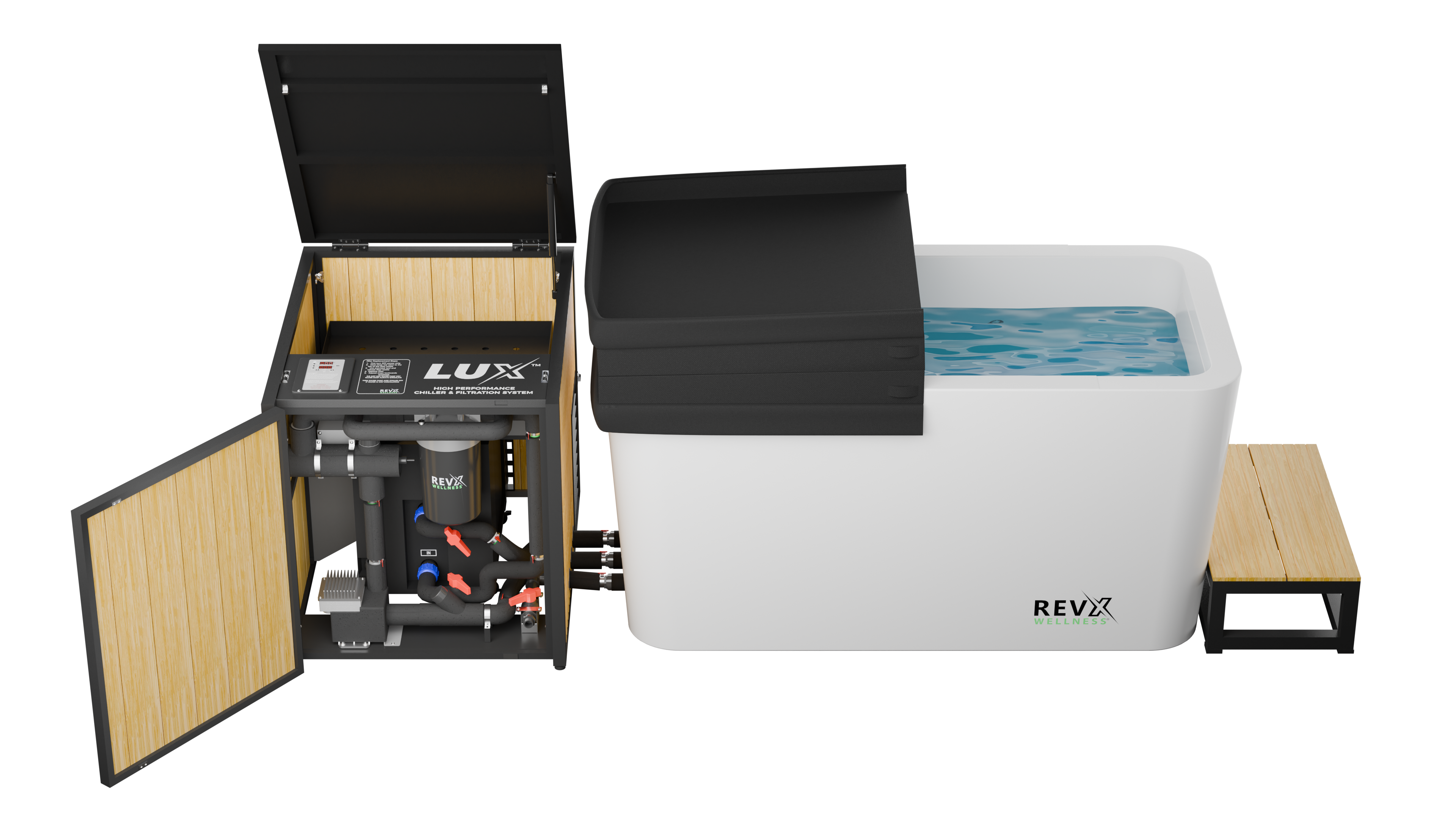 RevX Luxury Cold Plunge with Acrylic X Tub & LUX High-Performance Chiller