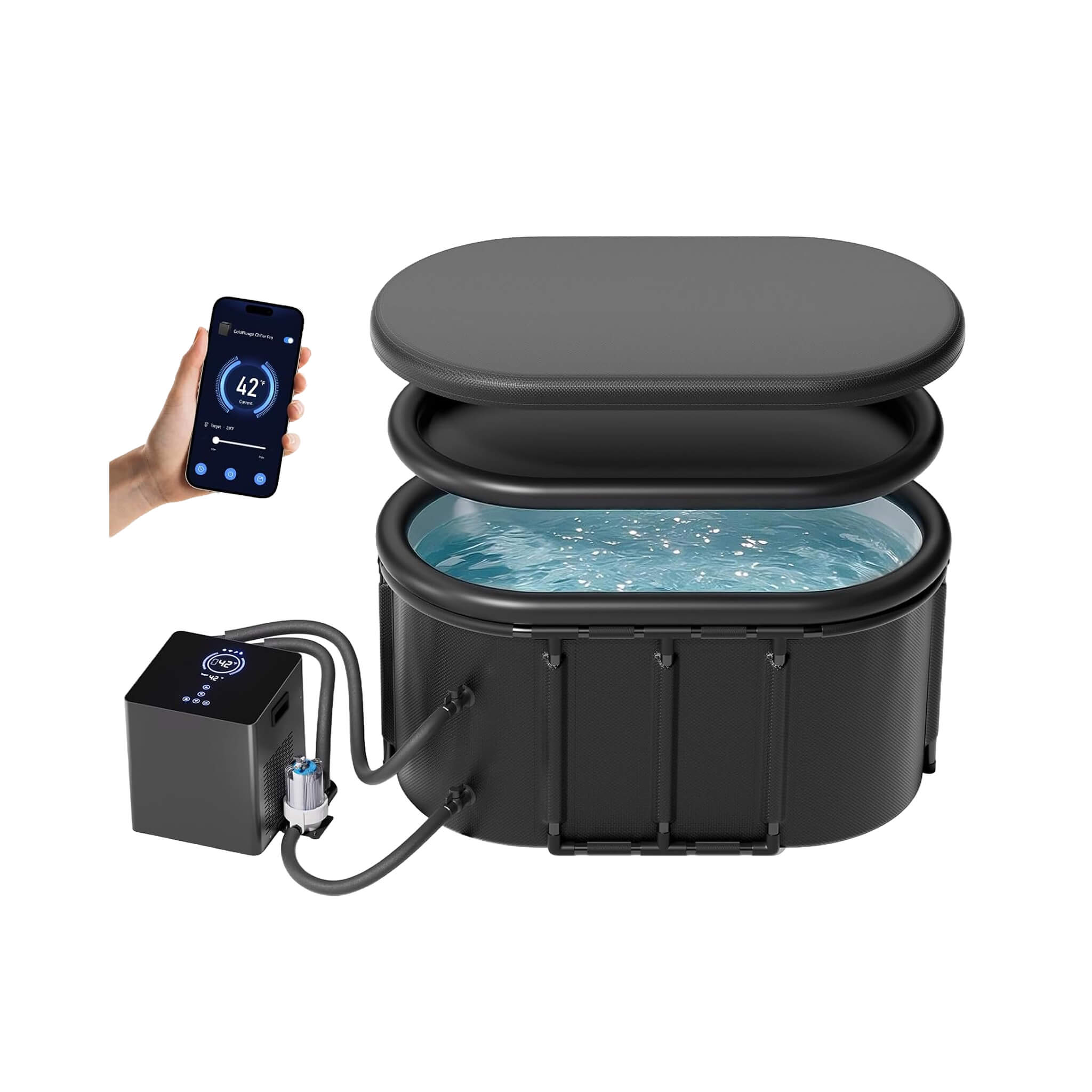 FCP Premium 2XL 148-Gallon Cold Plunge Tub Kit | 1/3 HP Chiller, Filter & Pump