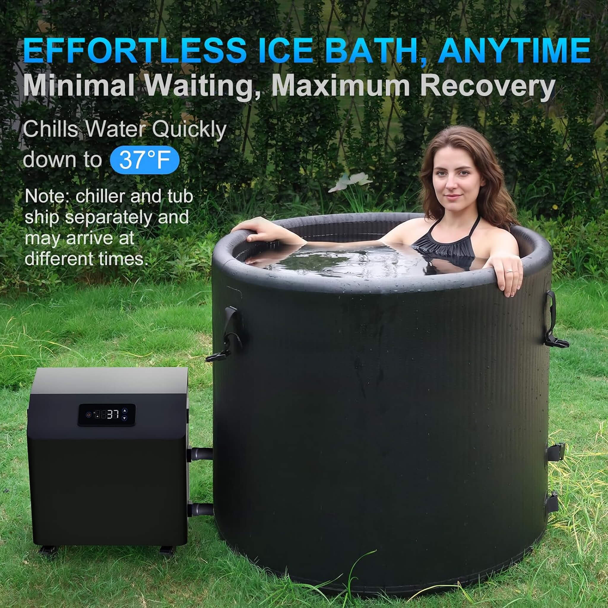 FCP Premium XL 120-Gallon Cold Plunge Tub Kit | 1HP Chiller, Filter & Pump